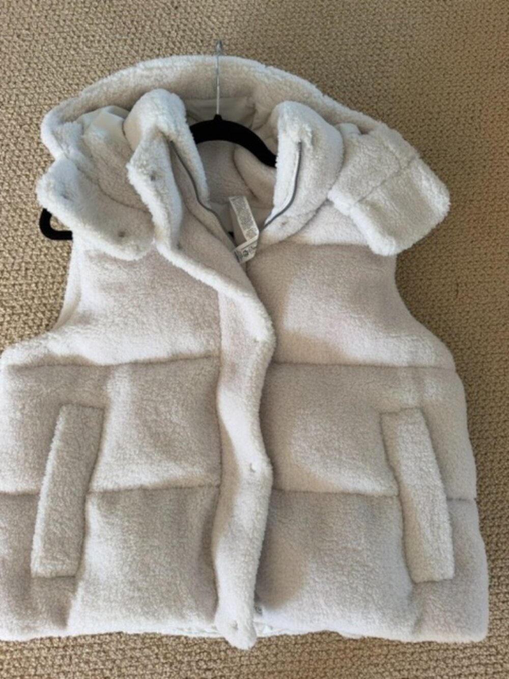 Lululemon Wunder Puff Cropped Vest Textured Fleece - Bone Size 10
